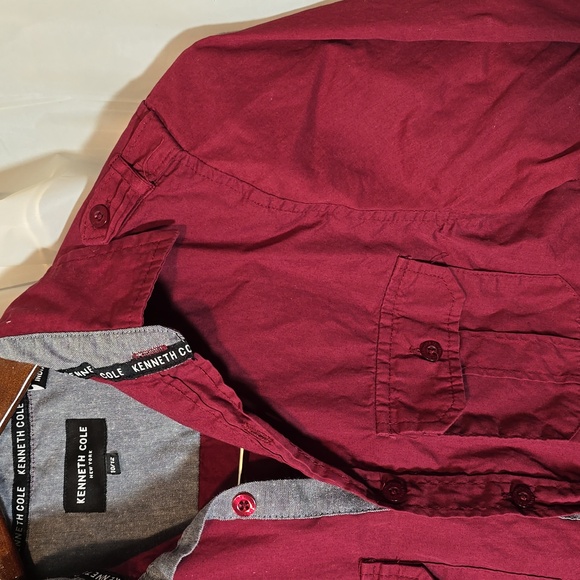 Boys 10/12 Kenneth Cole Burgundy Long Sleeve Button Up - Picture 5 of 6